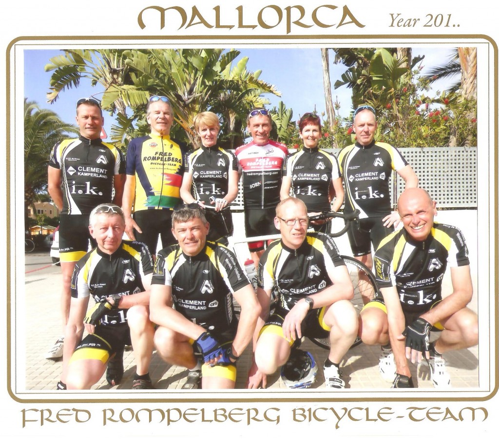 Achterste rij v.l.n.r.: Rob,Hans, Annemie, Fred Rompelberg, Yolanda en Thijs. Voorste rij v.l.n.r. Kees, Gerrit, Leo en Ko.